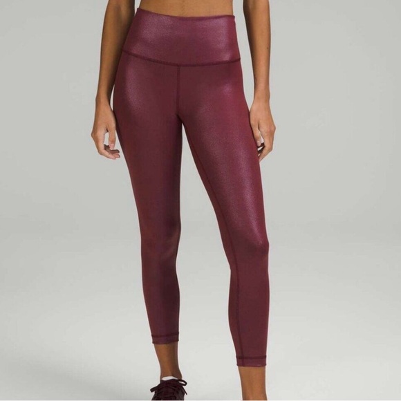 ❤️Lululemon Wunder Train High Rise Leggings 25” Radiate Foil Print Red Merlot ❤️ - Picture 2 of 9